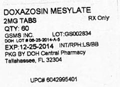 Label Image For 2mg (Doxazosin 2mg)